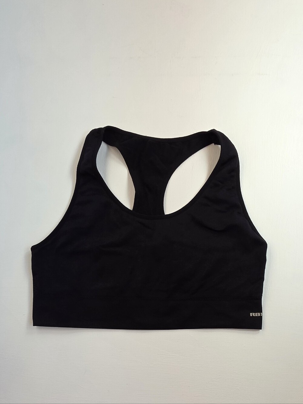 RBX Size L Black Racerback Sports Bra with Supportive Band